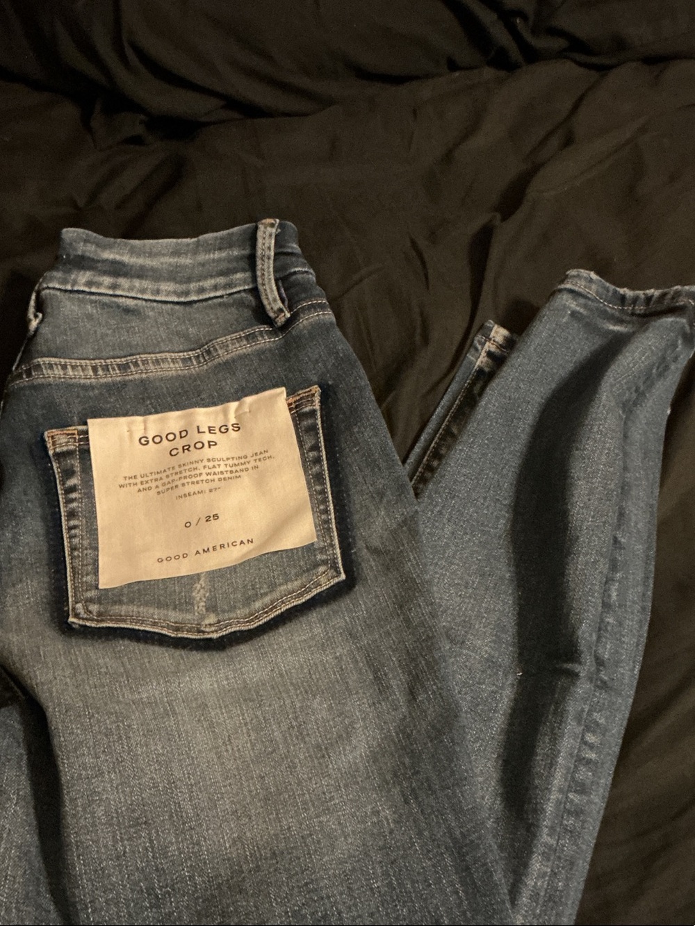 Good American Good Legs Crop Jeans — Blue Denim
